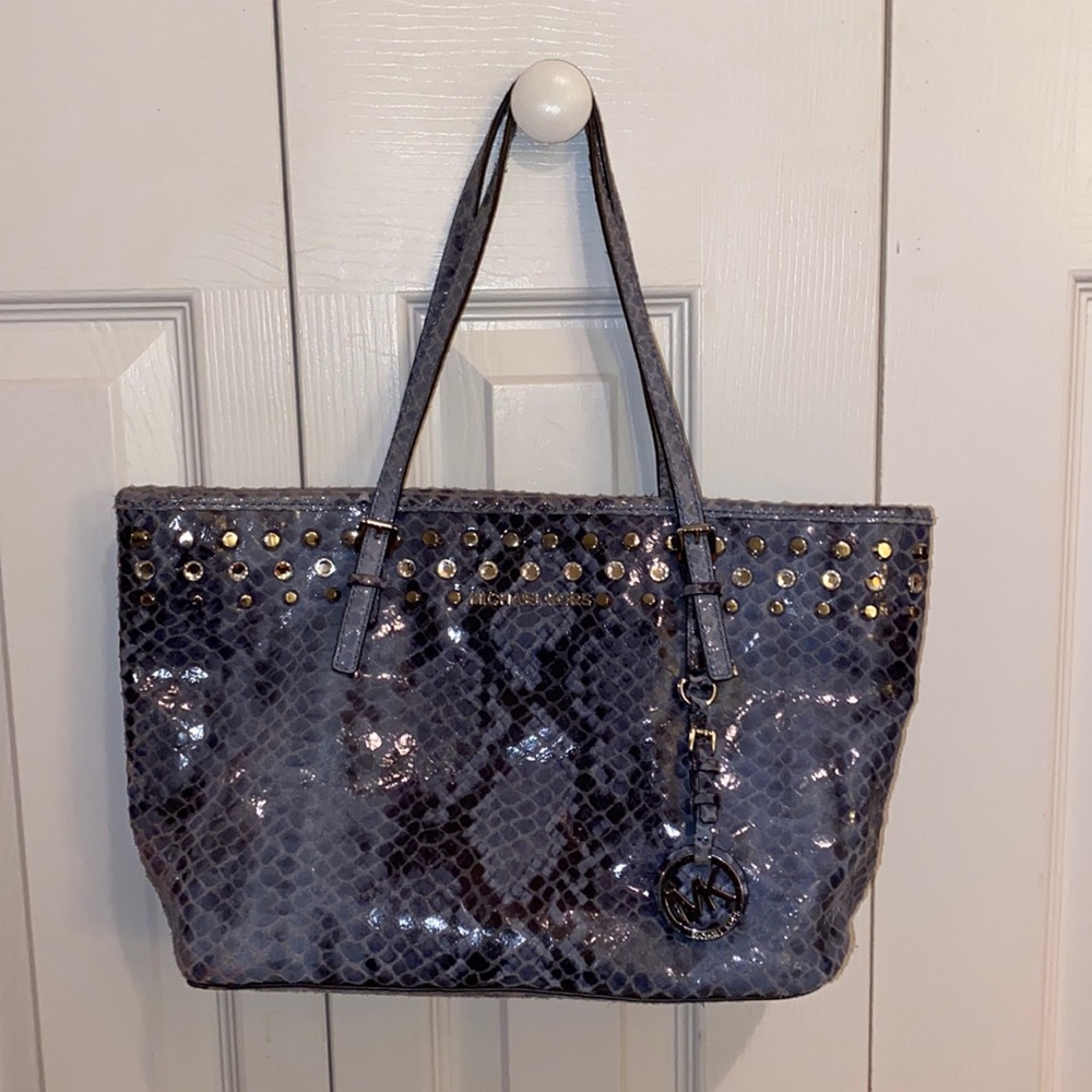 Blue Snake Skin Leather Michael Kors Purse